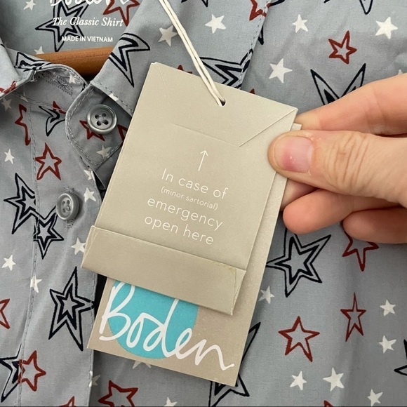NWT Boden The Classic Shirt Top Cotton Buttondown Pebble Sketchy Star 12 - Picture 7 of 9
